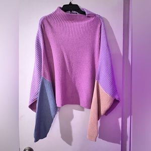 Oversized color blocked plus size sweater